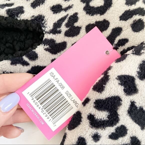 Isaac Mizrahi NWT Black & White Leopard Print Slippers Size Large - Picture 3 of 6